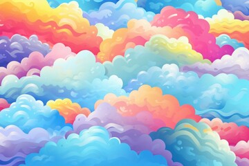 Wall Mural - Radiant Rainbow sky clouds nature. Day color. Generate Ai