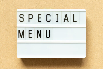 Canvas Print - Lightbox with word special menu on wood background