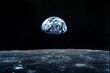 Earthrise Over Lunar Horizon: Iconic View from the Moon's Surface Embracing Planetary Unity