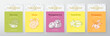 Fruits and Berries Pattern Label Templates Set. Vector Packaging Design Layout Collection. Modern Typography Banner with Hand Drawn Durian, Yuzu, Mangostine and Kumquat Sketches Background Isolated