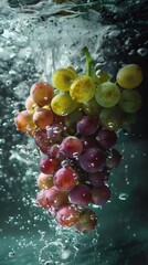 Wall Mural - A bunch of grapes floating in the water