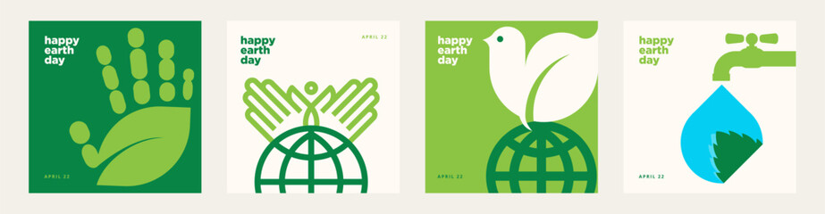 Wall Mural - Earth day illustration set. Vector concepts for graphic and web design, business presentation, marketing and print material, social media.