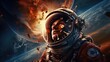 Astronaut in time of changes cosmic concept