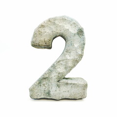 Stone font Number 2 TWO 3D