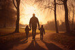 Happy father and mother day conceptual AI generation picture beautiful parent with small child