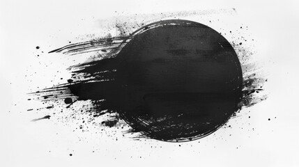 Aufkleber - Black Circular Brush Stroke on White Canvas