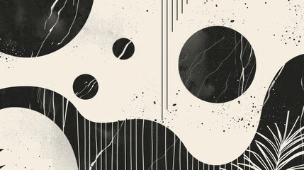 Poster - Black and White Abstract Curved Line Art