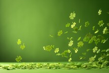 Floating Clovers With A Bokeh Effect Symbolize Luck And Fortune, Perfect For St. Patrick's Day Or Themes Of Nature And Serendipity.