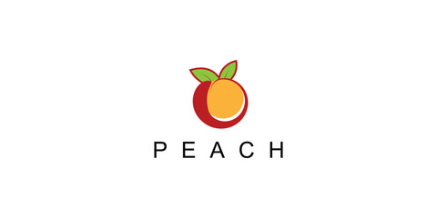 Wall Mural - Simple peach logo design with unique concept| fruit logo| premium vector