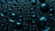 Icon of condensation water drops on black glass background. Rain droplets on dark window surface, abstract wet texture, scattered pure aqua blobs pattern.