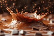 Realistic liquid brown chocolate wave splash background. delicious treat for the senses, rich and velvety with a burst of cocoa goodness
