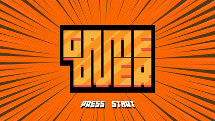 Poster - GAME OVER INSERT A COIN TO CONTINUE .pixel art .8 bit game.arcede screen.retro game. for game assets in vector illustrations.	