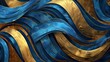 Radiant gold and blue intertwining in a luxurious abstract pattern, evoking opulence.