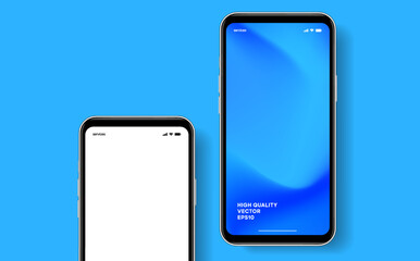 Aufkleber - 3D realistic high quality smartphone mockup with isolated background. Smart phone mockup collection. Device front view. 3D mobile phone with shadow on white background.
