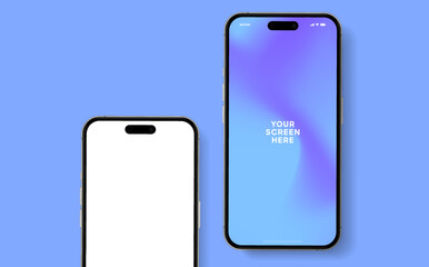 Aufkleber - 3D realistic high quality smartphone mockup with isolated background. Smart phone mockup collection. Device front view. 3D mobile phone with shadow on white background.