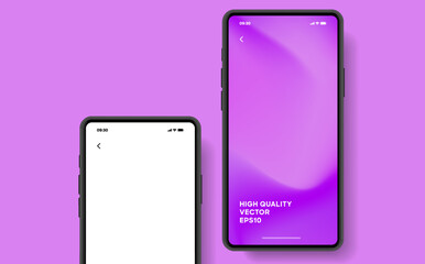 Aufkleber - 3D realistic high quality smartphone mockup with isolated background. Smart phone mockup collection. Device front view. 3D mobile phone with shadow on white background.