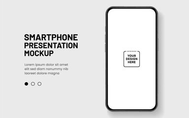 Leinwandbilder - 3D realistic high quality smartphone mockup with isolated background. Smart phone mockup collection. Device front view. 3D mobile phone with shadow on white background.