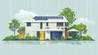 Minimalist Flat Illustration of Rainwater Harvesting System in Sustainable Home


