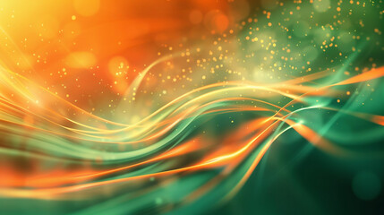 Wall Mural - abstract colorful wave background with green and orange lines