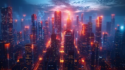 Poster - An urban megacity; concepts of futuristic technology and original renderings...