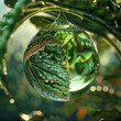 3D Render of a Dewdrop Oasis Magnifying a Cricket on a Vibrant Green Leaf
