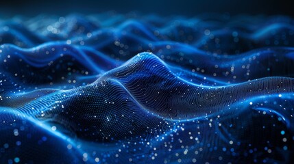 Fototapete - Background with dots of light screen gradient texture. Abstract technology and big data digital background. 3D rendering.
