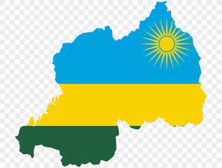 Wall Mural - Rwanda map flag on transparent  background. vector illustration.  