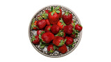 Fototapeta Do pokoju - Fresh Strawberry in a clay Plate. PNG Design Element. 