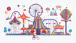 Amusement carnival park with circus tent ferris wheel