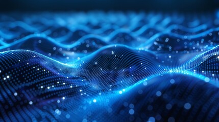 Fototapete - This is a blue polygon tech network with connect technology background on an abstract dots and lines texture...