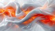   A abstract painting featuring orange and white swirling hues, encircled by a red and white swirl at its core