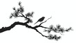 Black and white illustration of a pine tree 