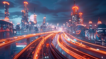 Poster - Render of highway in metaverse city