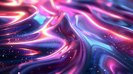 Fototapete - Gradient design element for banners, backgrounds, wallpapers and covers. Holographic iridescent neon background fluid liquid glass curved wave in motion 3D render.