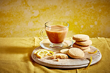Lemon All Butter Shortbread With Coffee And Lemon Slices