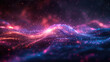 A beautiful background featuring glowing pink and blue light waves, energy flow lines, a dark sky blue gradient. Created with Ai 