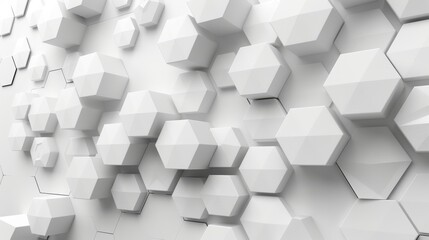 Fototapete - Geometric hexagonal abstract white background. 3D rendering.