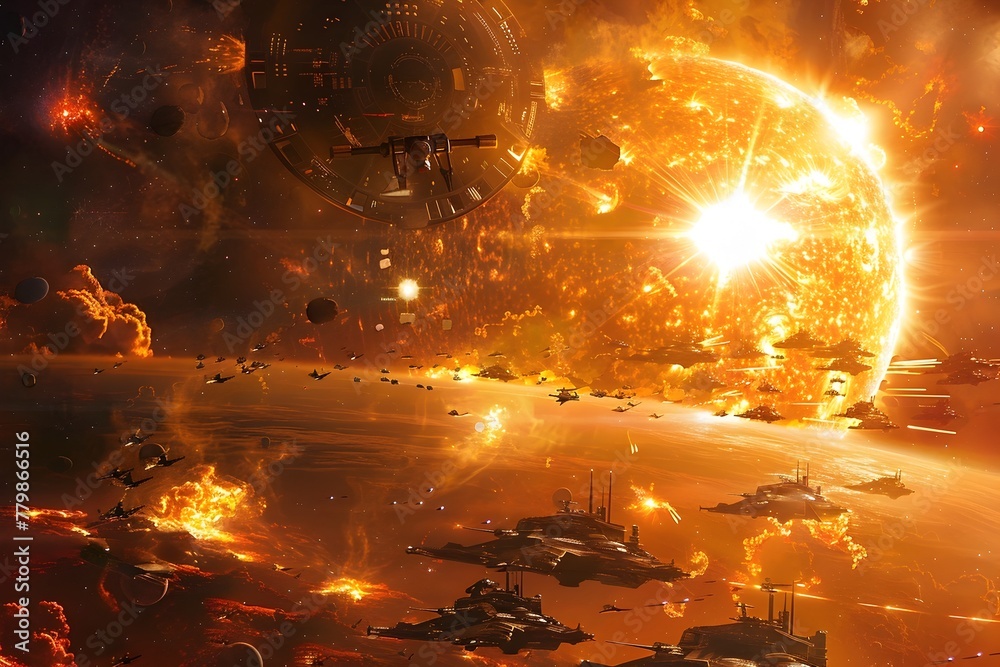 Sun's Immeasurable Energy Fueling an Epic Space Battle: A Galactic ...