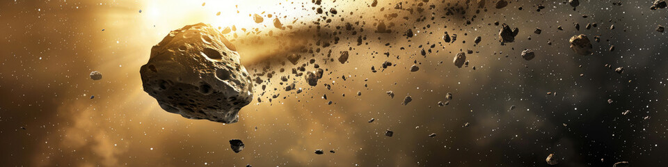Wall Mural - a massive rock stands surrounded by a vast expanse of stars in space