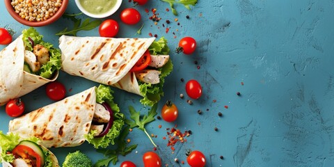 Wall Mural - Close Up of a Taco With Chicken and Lettuce