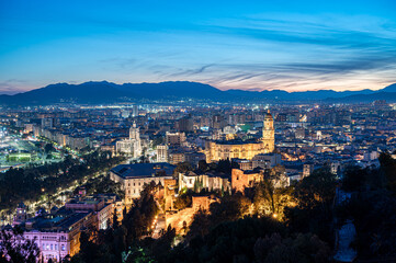 Wall Mural - Night view of Malaga Cathedral. Spectacular night view of Malaga, Spain