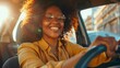 A Joyful Woman Driving Car