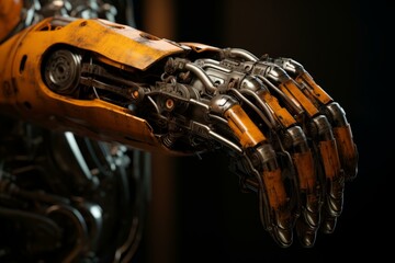 Poster - Sturdy Robot arm. Factory computer creation. Generate Ai