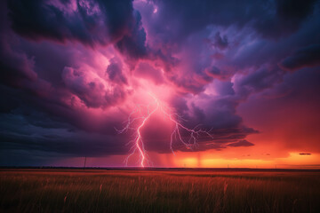 Wall Mural - Landscapes, raging storms and violent and dangerous lightning strikes.