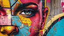 Urban Graffiti Face On A Wall