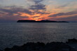 Dubrovnik, Croatia - August, 26 2021: A beautiful sunset at sunset beach at Lapad beach.