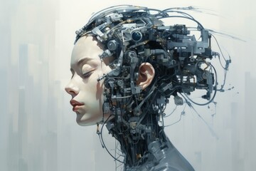 Poster - Precise Robot mind. Future digital automated. Generate Ai