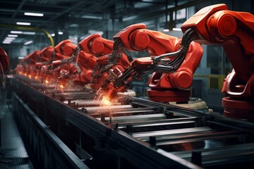 Poster - Innovative Robotic arm production. Futuristic machine. Generate Ai
