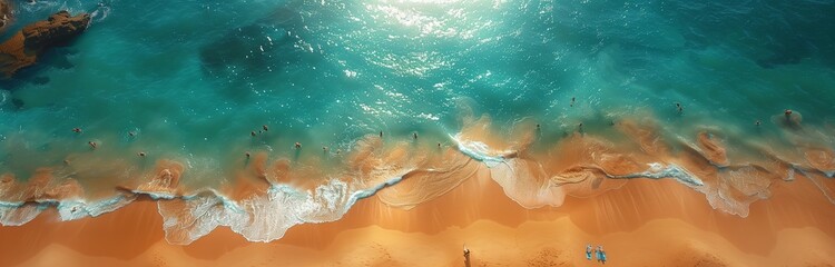 Wall Mural - beautiful seascape from above turquoise sea and sandy beach