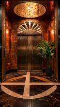 Art Deco Opulence Elevator Design With Luxurious Material Bold And Metallic